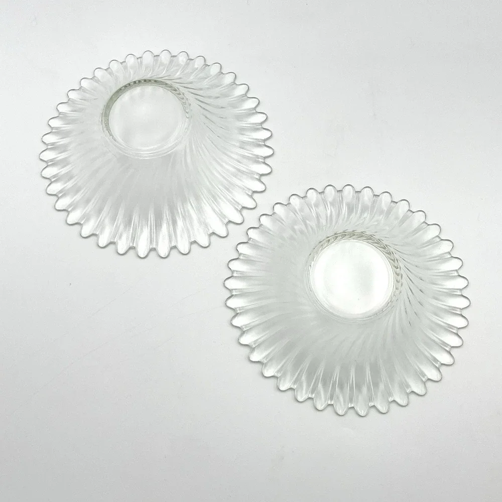 Vintage‎ Clear Swirl Glass Votive Candle Holders Set of 2 5.75